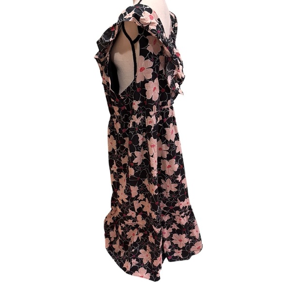 Who What Wear Womens 3X Floral Ruffle Tiered Maxi Dress Black Pink V Neck - Picture 7 of 14